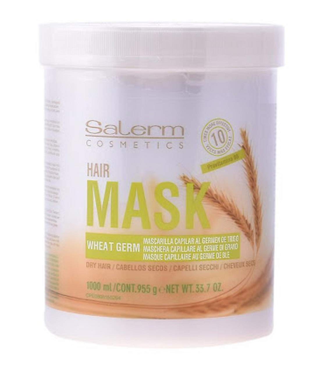 Salerm Wheat Germ Hair Mask for Dry and Damaged Hair with Pro-Vitamin B5 – Intensive Repair and Nourishing Treatment, 32.8 Ounce