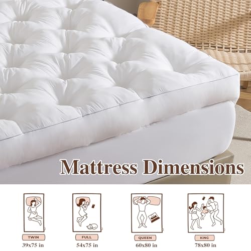 WhatsBedding 5 Inch Memory Foam Mattress Topper Queen Size, Supportive Fluffy Shredded Memory Foam Filled Pillow Top, Extra Soft Bed Topper with Deep Pocket, 60x80 in