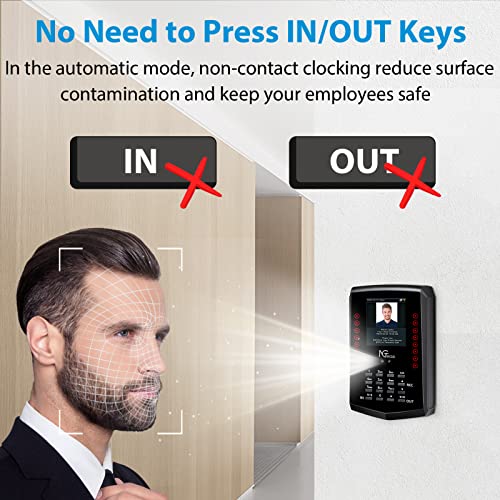 Time Clock, NGTeco Face Recognition Time Card Machine, Touch Free