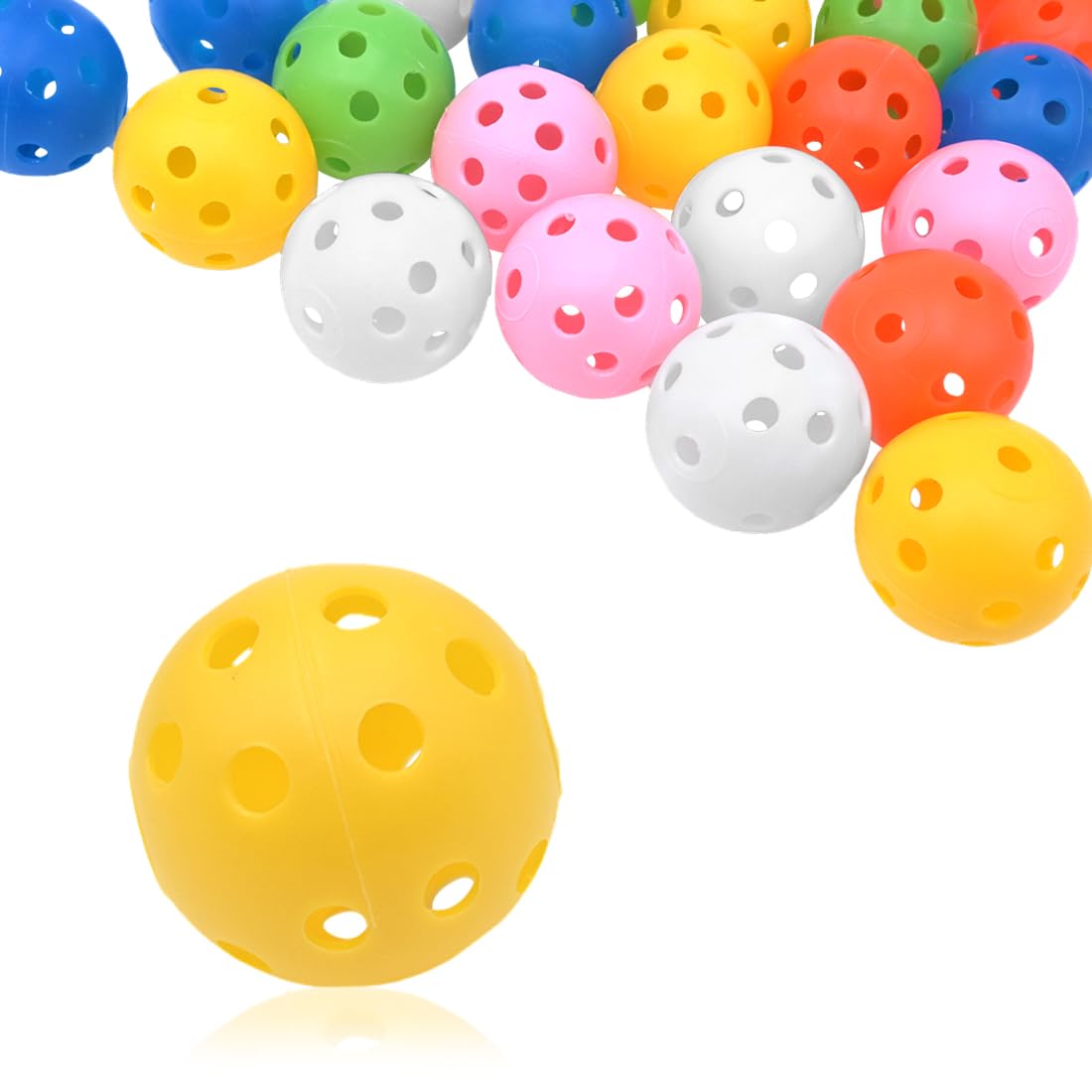 LICQIC 24 Pcs Golf Practice Balls, Air Flow Hollow Practice Golf Balls, 42 mm Plastic Golf Balls, for Swing Practice, Driving Range, Home Use