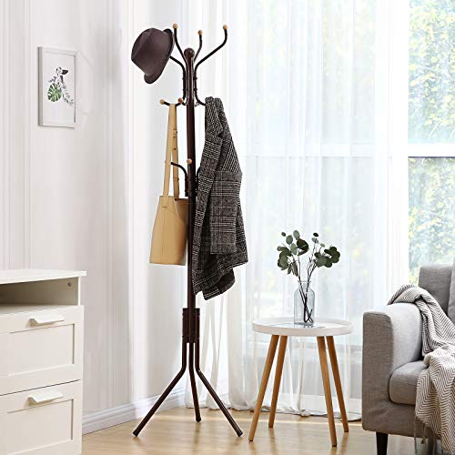 SONGMICS Coat Rack Freestanding, Metal Coat Rack Stand with 12 Hooks