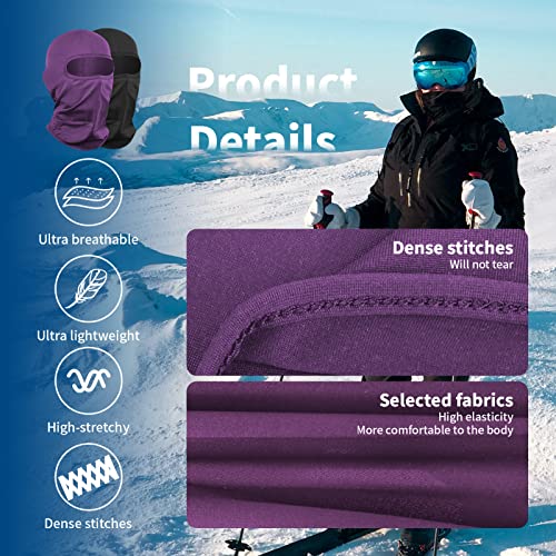 Yeslife 2-Pack Ski Mask Balaclavas For Men & Women - All Season Face Protection For Sports & Outdoor Activities
