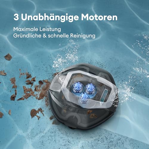 Ultenic Pooleco 10s Pool Robot Battery with 3 Motors, 90 Min, 80 ㎡, Remote Control and App Control, Automatic Parking, Suitable for All Types of Swimming Pool Surfaces