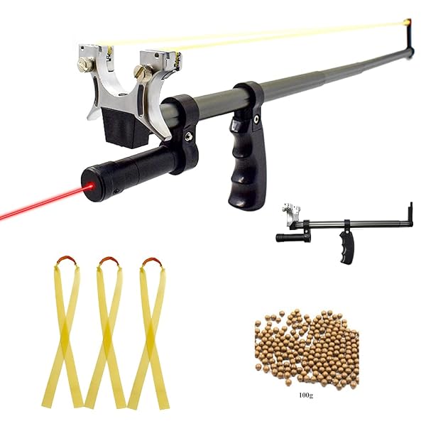 Professional Slingshot With Stainless Steel Frame & Rubber Bands - Hunting & Target Practice