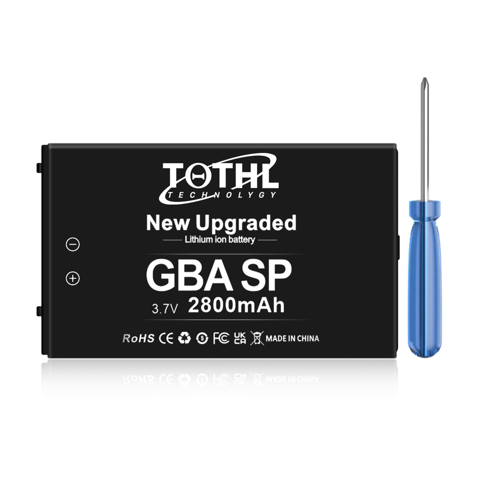 TQTHL 1-Packs GBA SP Battery, gameboy advance sp battery,Upgraded (2800mAh) Ultra High Capacity Rechargeable Lithium-ion Battery Replacement for GBA SP, AGS-001, SAM-003 with Tool Pack Kit