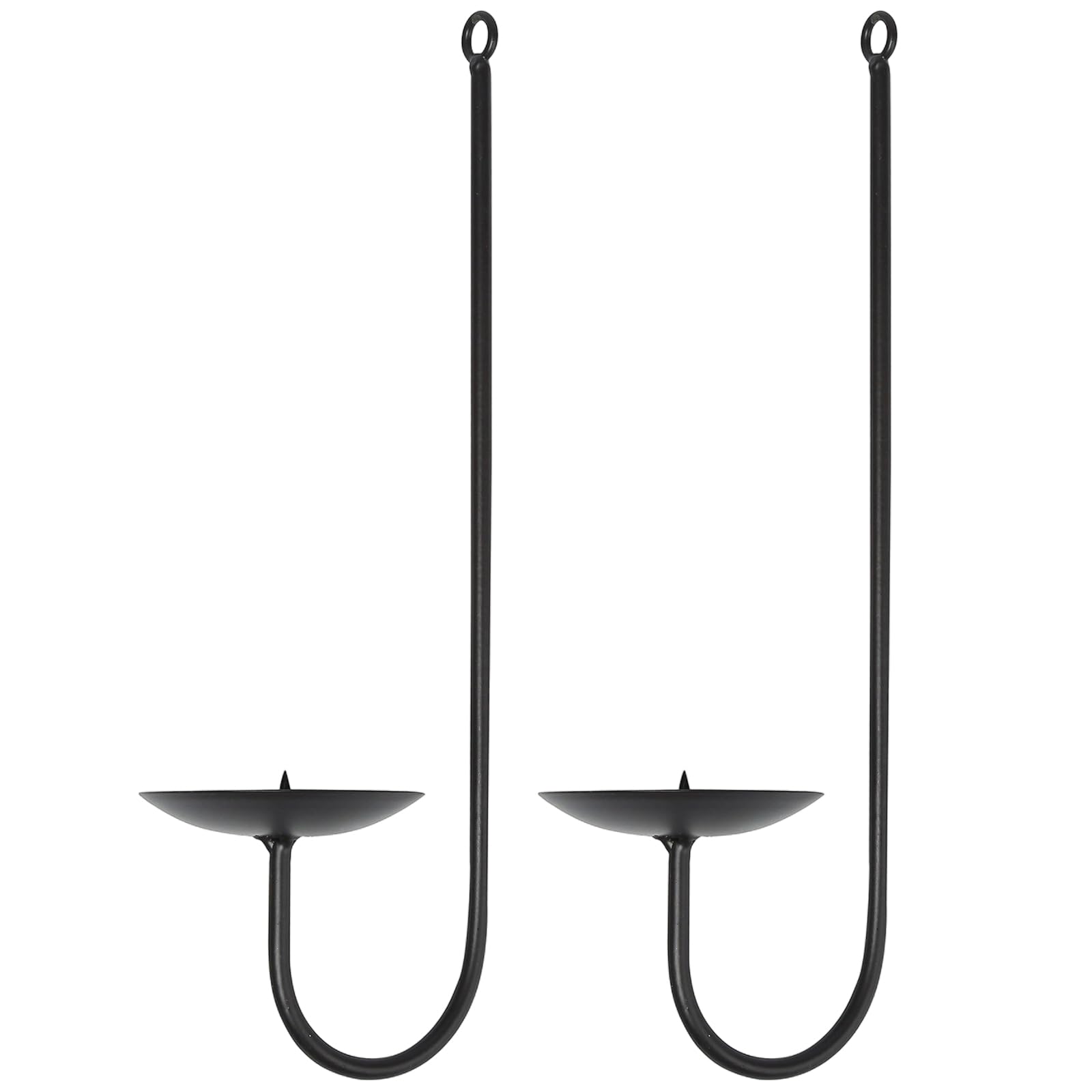 Photo 1 of WHSLILR Metal Wall Candle Sconces Holder - Modern Candle Sconces Wall Decor Set of 2, Hanging Wall Candle Holder for Fireplace Hallway Living Room Farmhouse Stairway Wall Decor - Black CS007