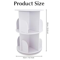 BJTDLLX Rotating Bookshelf, 2 Tiers Freestanding
