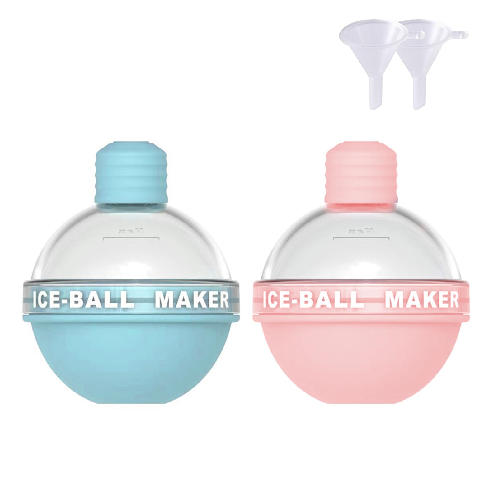 Light Bulbs Ice Ball Molds, 2pcs Silicone Ice Ball Maker Creative DIY Round Ice Ball Moulds for Whiskey, Cocktails, Coffee, Drink - Blue + Pink
