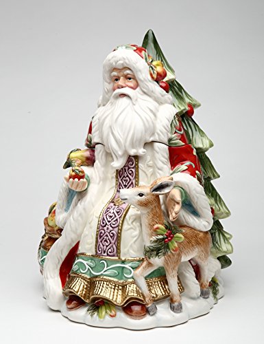 Cosmos Gifts 10545 Fine Ceramic Victorian Harvest Santa with Deer and Christmas Tree Cookie Jar, 11-1/4
