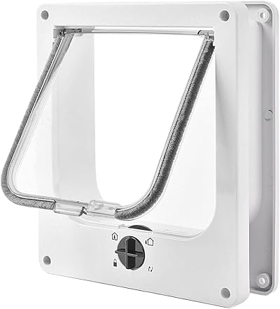 EASY JOY 4 Way Locking Cat Flap Medium Magnetic Silent Door Wall UPVC
