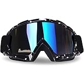 4-FQ Motorcycle Goggles Dirt Bike Goggles Windproof ATV Dustproof Racing GogglesScratch Resistant Ski Goggles Protective Safety Glasses PU Resin (Black frame+Color lens)