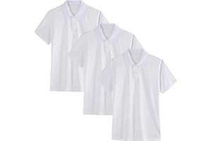 COMCHE 3 Pack Boys Youth Kids Polo Shirt Mesh Athletic Quick Dry Short Sleeve Golf Shirt Moisture Wicking Active Tops(Age 5-16)
