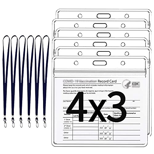 Nani? 6 Pcs Card Protector 4 x 3 in, Badge Holder, ID Badge Holders, ID Protector with Lanyard, Clear Vinyl Plastic Sleeve with Waterproof Type resealable Zip