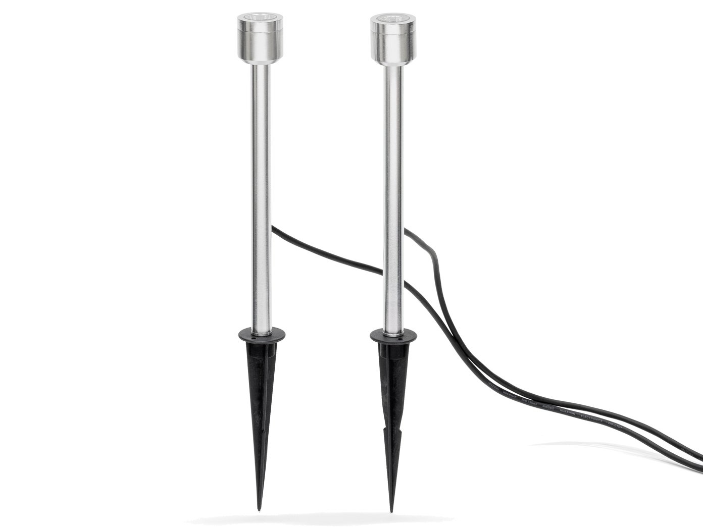 Konstsmide Garden Lighting Monza Uplighter Small Garden Stick Spots Lights with Ground Spikes/High Powered 2 x 3 Watt LED Garden Lights/Aluminium Silver/Set of 2 Outside Lights