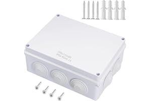 Zulkit Junction Box ABS Plastic Dustproof Waterproof IP65 Universal Electrical Boxes Project Enclosure White 7.9 x 6.1 x 3.1 inch (200 x155 x 80mm)