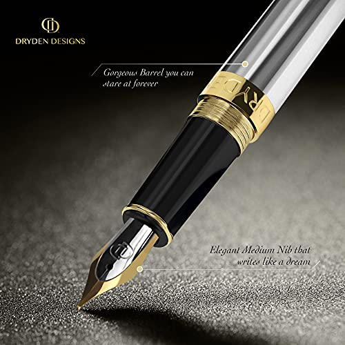 Dryden Designs Fountain Pen Medium Nib 0.5mm Includes 6 Ink