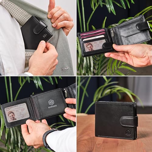 HansGo Wallets for Men Leather - Wallet with Style - Men's Wallet Handmade Genuine Leather - Wallets with RFID - The Comfortable Wallet - Wallets for Men - Original Gifts.