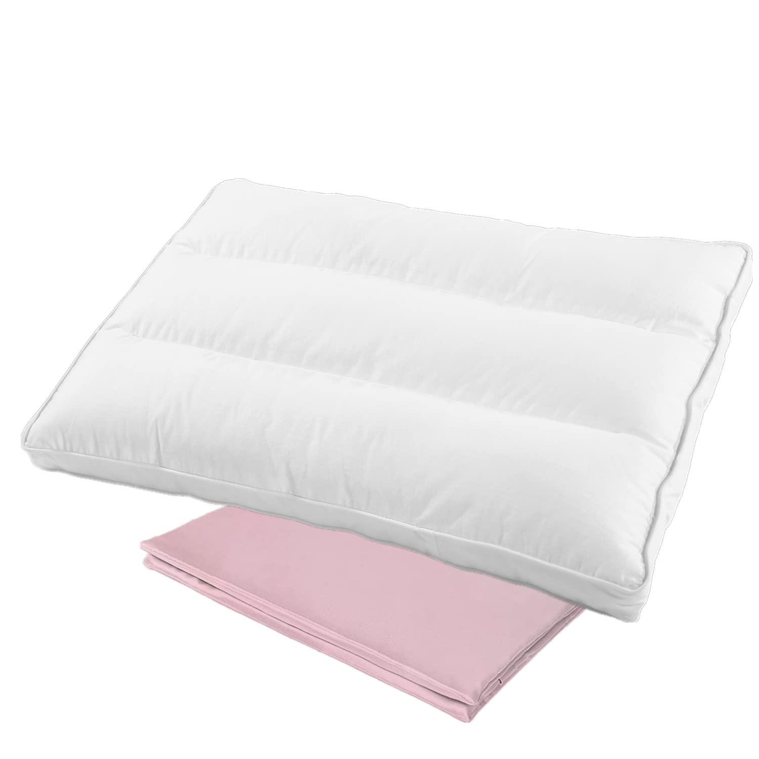 Aisawate Child Toddler First Pillow - Ergonomic Sleep Neck Support With Pillowcase for Boys Girls - Three-Dimensional Head Cushion for Cot Bed Travel - 100% Cotton Soft