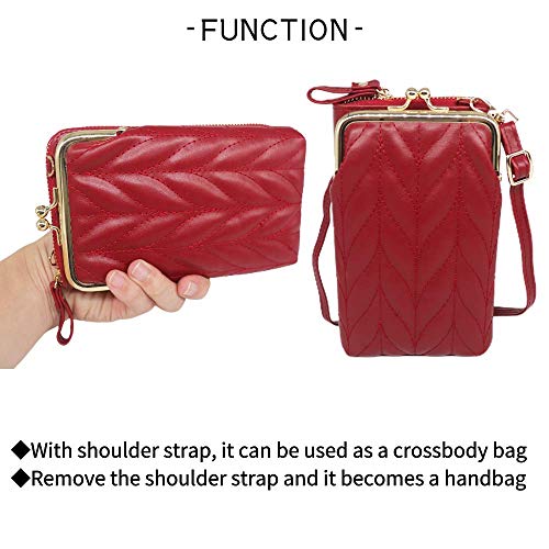 OSTKAKA Small Crossbody Phone Bag，Mobile Phone Bags Cellphone Purse for Women，Wristlet Wallet with Cell Phone Holder (Red)