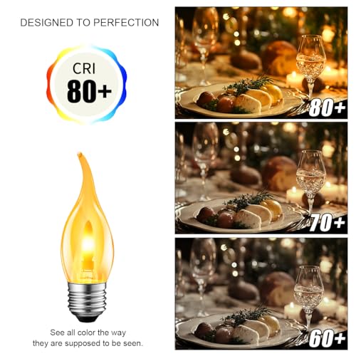 LVWIT LED Flame Bulb, Retro Flickering Flame Bulb E27, Warm Light 1800K, Orange Filament Bulb 35 Lumens, Ideal for Daily Christmas and Party Decoration (6U, 2 Modes)