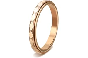 Titanium Anxiety Ring for Women Men 3mm Multi-Faceted Steel Fidget Rings Anti Anxiety Relief Rhombus Spinner Ring Anxiety Fid