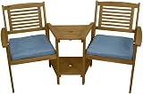 Monster Shop Wooden Companion Love Seat Garden Set 2 Cushions Acacia view 1