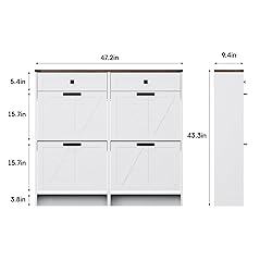 Halitaa Shoe Cabinet with 4 Flip Drawers & 2