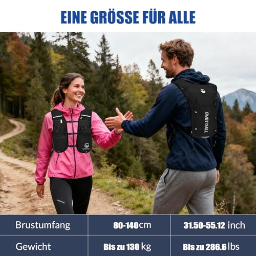 ONETOALL Women's Running Vest with 2L TPU Hydration Bladder/500 ml Water Bottle, Lightweight Hydration Backpack Running Men's 6L, Running Vest Reflective for Jogging, Trail Running, Bicycle, Marathon