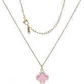 Fviswiak Clover Necklace For Women 14K Real Gold Silver Plated Four Leaf Clover Pendent Necklace Dainty Trendy Cute Simple Women's Jewelry Gift