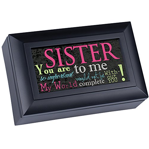 Cottage Garden Sister Matte Black Petite Music Box/Jewelry Box Plays Amazing Grace