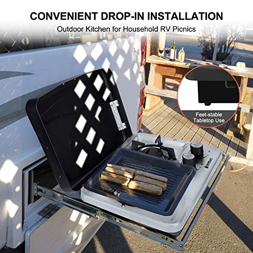 Camplux Pro Builtin 2 Burner Propane RV Gas Cooktop, Stainless Steel