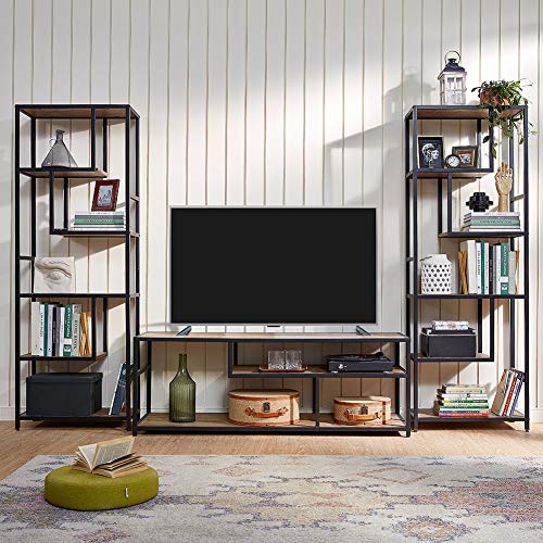 Linsy Home TV Stand, TV Console Table With Storage Shelf, Wood Look And Metal Frame, LS209M1A