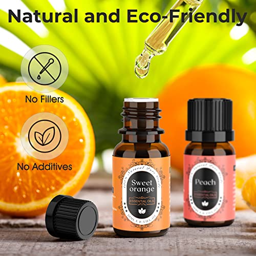 Fruity Essential Oils Set, 7 x 10ml/0.33fl.oz Premium Aromatherapy Oils for Diffusers, Humidifiers, Candle, Soap Bath Bomb Making, Fruit Fragrance Oils for Yoga, Massage, Skin, Room, Relaxing, Calming
