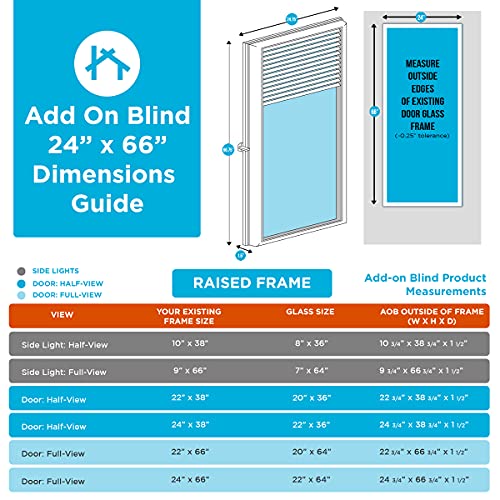 ODL Add On Blinds for Raised Frame Doors Outer Frame Measurement 24