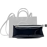 Purse Organizer Compatible with Telfar Bag Medium, Tote Bags Organizer Insert with Silver Zipper Pouch, 3MM Premium Felt Insert for Handbag, Sturdy and Durable (For Telfar Medium Shopping Bag, Black)
