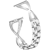 NineHorse Compatible with AGPTEK LW11 Band for Women 22MM Metal Stainless Steel Bracelet Smart Watch Bands Straps Adjustable Wristband for AGPTEK LW11