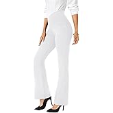 TOPYOGAS Womens Bootcut Crossover High Waisted Dress Pants Work Pants Business Office Casual Slacks with Pockets White