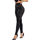 Women's Sexy Bodycon Lace Patchwork Leggings Casual High Waisted Lightweight Long Pants Clubwear
