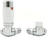 Hot Flow Chrome White Estuary Corner TRV Radiator Valve Pair Frost Protection view 7