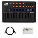 Arturia MiniLab 3 Compact MIDI Keyboard and Pad Controller | Orange Bundle with 6ft MIDI Cable + Microfiber Cleaning Cloth (3 Item)