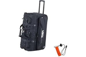 TUSA Dive Gear Roller Duffle Bag in Black & DiveCatalog's Orange Whistle w/Lanyard & Dive Flag Sticker