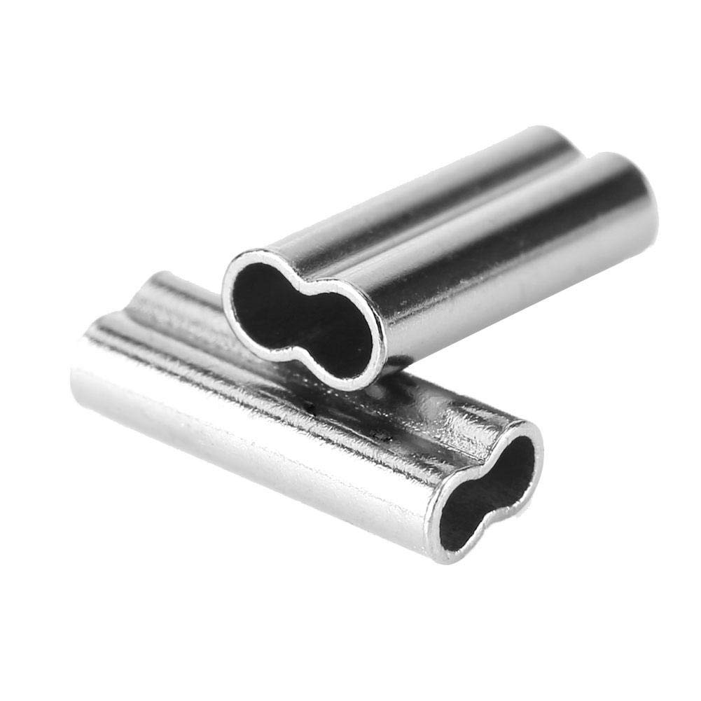 Dioche 100pcs Fishing Copper Tube, Double Barrel Crimp Sleeves Kit Fishing Line Wire Leader Copper Tube Connector Kit (1.6mm*10mm)