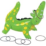 Fun Express Inflatable Alligator Ring Toss Game (Includes 6 Rings) Party Games and Activities for Kids