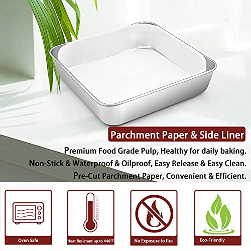 TeamFar Parchment Paper, 7.5 inch Square Parchment Paper & Side Liner