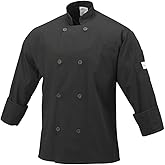 Mercer Culinary M60010BKS Millennia Men's Cook Jacket with Traditional Buttons, Small, Black