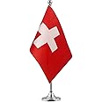 Switzerland Flag, Swiss Table and Desk Flag, International World Country Banner for Office Decoration, Festival Events Celebration, Home Decor