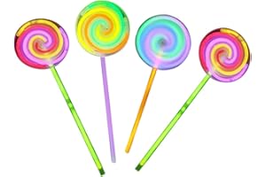 LALADEFIEE Glow Stick Lollipop Toys Spinning Neon Pinwheels for Kids Party Supplies 4pcs Fun Glow Toys for Children's Night E