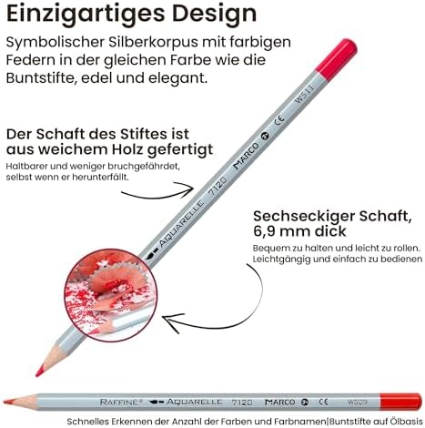 7120 Buntstifte - 36 Wasserlösliche Farben - Sechskantige Holzstifte mit Pinsel - Set für Anfänger - In einer eisernen Schachtel verpackt, leicht tragbar (D7120-36TN)