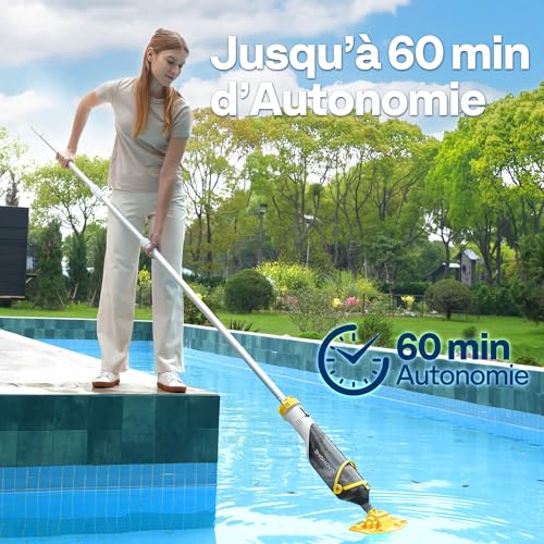 VIVOHOME Cordless Pool Vacuum with Battery and Telescopic Pole 213cm, Portable Pool Bottom Cleaner, 70LPM Suction for Off-the-Bed and Buried Pool, Spa