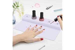 Mydrissu Nail Polish Holder, Silicone Hand Rest Mat Fingernail Painting Tools 2 in 1 Art Accessories Organizer Case Set with Anti-Spill Bottle Stand and Finger Separators for Pedicure Manicure-Purple